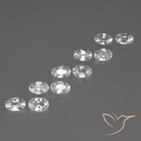 7.34 ctw White Zircon Stones, Natural Zircon in Oval Facet Shape for Sale