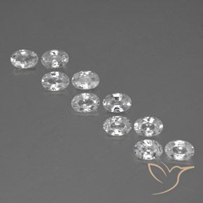 Set aus 10 Stück ovaler Zirkon in weißer Farbe aus Kambodscha - Größe 6,1 x 4,2mm, Gewicht 7,01 ct gesamt / Durchschn. je 0,7 ct, Farbe: Weiß, Mohs-Härte 6,5 - 7,5 Geeignet für den täglichen Gebrauch im Schmuck, Stier Sternzeichen Stein, Photo A