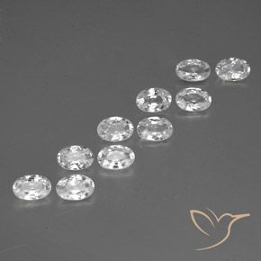 6.61 ctw White Zircon Stones, Natural Zircon in Oval Facet Shape for Sale