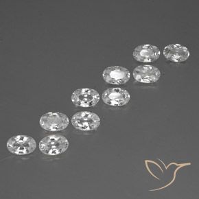 7.08 ctw White Zircon Stones, Natural Zircon in Oval Facet Shape for Sale