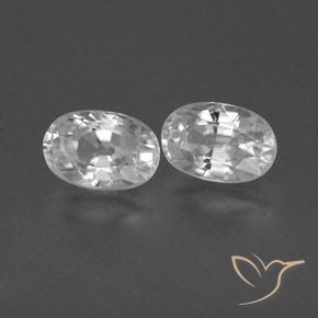 1.73 ctw White Zircon Stones, Natural Zircon in Oval Facet Shape for Sale