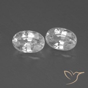 1.66 ctw White Zircon Stones, Natural Zircon in Oval Facet Shape for Sale