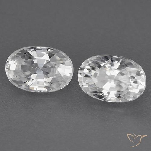 1.72 ctw White Zircon Stones, Natural Zircon in Oval Facet Shape for Sale
