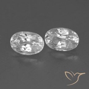 1.76 ctw White Zircon Stones, Natural Zircon in Oval Facet Shape for Sale