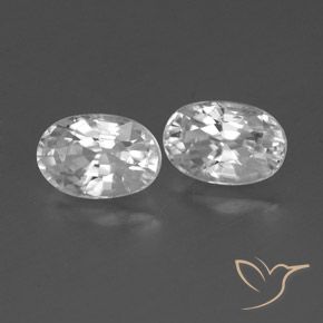 1.77 ctw White Zircon Stones, Natural Zircon in Oval Facet Shape for Sale