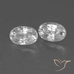 1.66 ctw White Zircon Stones, Natural Zircon in Oval Facet Shape for Sale