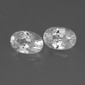1.59 ctw White Zircon Stones, Natural Zircon in Oval Facet Shape for Sale