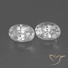 1.65 ctw White Zircon Stones, Natural Zircon in Oval Facet Shape for Sale