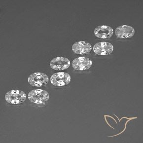 6.94 ctw White Zircon Stones, Natural Zircon in Oval Facet Shape for Sale