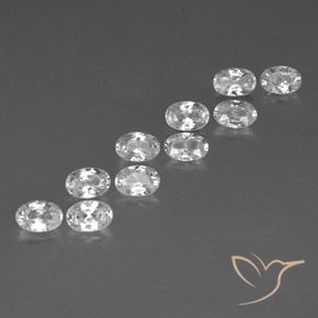 7.59 ctw White Zircon Stones, Natural Zircon in Oval Facet Shape for Sale