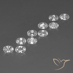 7.73 ctw White Zircon Stones, Natural Zircon in Oval Facet Shape for Sale