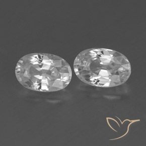 1.68 ctw White Zircon Stones, Natural Zircon in Oval Facet Shape for Sale