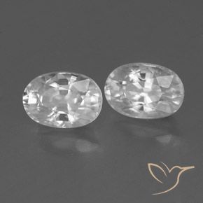1.87 ctw White Zircon Stones, Natural Zircon in Oval Facet Shape for Sale