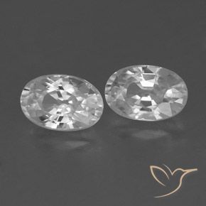 1.65 ctw White Zircon Stones, Natural Zircon in Oval Facet Shape for Sale