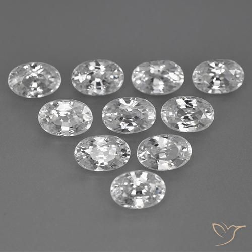 8.33 ctw White Zircon Stones, Natural Zircon in Oval Facet Shape for Sale