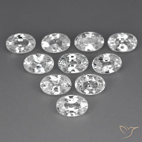 7.43ctw Natural White Zircon, Oval, VVS-VS