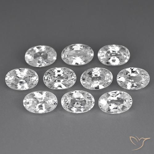 7.43 ctw White Zircon Stones, Natural Zircon in Oval Facet Shape for Sale