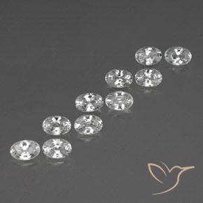 7.64 ctw White Zircon Stones, Natural Zircon in Oval Facet Shape for Sale