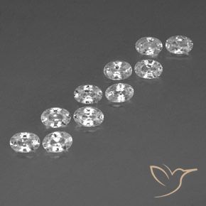 7.23 ctw White Zircon Stones, Natural Zircon in Oval Facet Shape for Sale