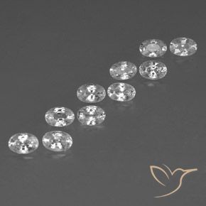 7.58 ctw White Zircon Stones, Natural Zircon in Oval Facet Shape for Sale