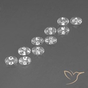 7.93 ctw White Zircon Stones, Natural Zircon in Oval Facet Shape for Sale