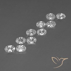 7.27 ctw White Zircon Stones, Natural Zircon in Oval Facet Shape for Sale