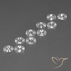7.96 ctw White Zircon Stones, Natural Zircon in Oval Facet Shape for Sale