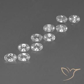 7.51 ctw White Zircon Stones, Natural Zircon in Oval Facet Shape for Sale