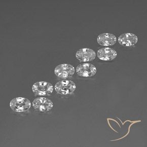 7.06 ctw White Zircon Stones, Natural Zircon in Oval Facet Shape for Sale