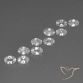 7.21 ctw White Zircon Stones, Natural Zircon in Oval Facet Shape for Sale