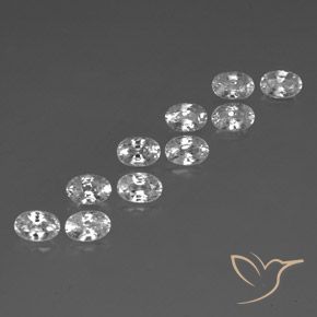 7.90 ctw White Zircon Stones, Natural Zircon in Oval Facet Shape for Sale
