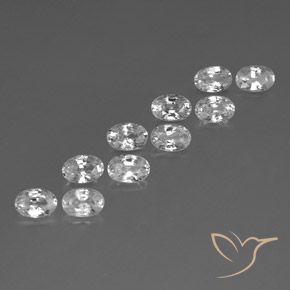 7.39 ctw White Zircon Stones, Natural Zircon in Oval Facet Shape for Sale