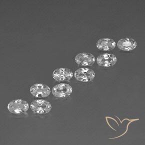 7.41 ctw White Zircon Stones, Natural Zircon in Oval Facet Shape for Sale
