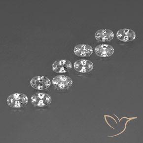 8.09 ctw White Zircon Stones, Natural Zircon in Oval Facet Shape for Sale