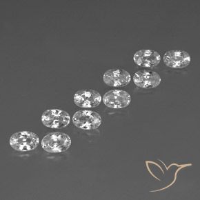 7.67 ctw White Zircon Stones, Natural Zircon in Oval Facet Shape for Sale