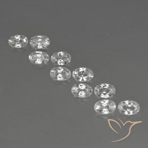 Lot de 10pcs Zircons Ovale de 6,1 x 4,2mm - Poids total de 7,54 ct / poids moyen de 0,75 ct chacune, couleur : Blanc, dureté de Mohs 6.5 à 7.5 convient aux bijoux de tous les jours, pierre de sagesse, Pierre du zodiaque Taureau, Photo A