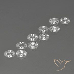7.54 ctw White Zircon Stones, Natural Zircon in Oval Facet Shape for Sale