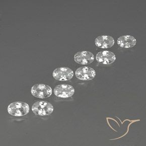 8.12 ctw White Zircon Stones, Natural Zircon in Oval Facet Shape for Sale