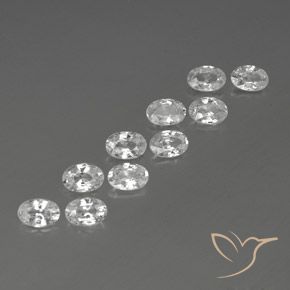 6.66 ctw White Zircon Stones, Natural Zircon in Oval Facet Shape for Sale