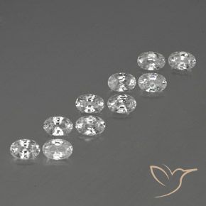 7.54 ctw White Zircon Stones, Natural Zircon in Oval Facet Shape for Sale