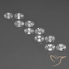 10-teiliges ovaler weißer Zirkon / Set aus Kambodscha - Gewicht 7,52 ct gesamt / Durchschn. je 0,75 ct, Größe 5,9 x 4,3mm, Farbe: Weiß, Mohs-Härte 6,5 - 7,5 Geeignet für den täglichen Gebrauch im Schmuck, Stier Sternzeichen Stein, Photo A