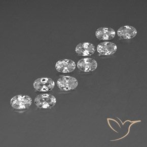7.65 ctw White Zircon Stones, Natural Zircon in Oval Facet Shape for Sale