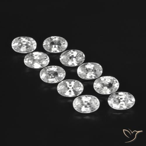 8.06 ctw White Zircon Stones, Natural Zircon in Oval Facet Shape for Sale