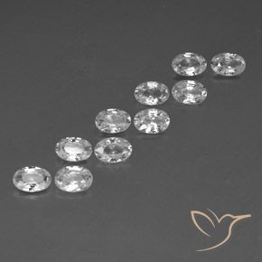 6.75 ctw White Zircon Stones, Natural Zircon in Oval Facet Shape for Sale