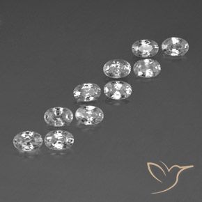7.80 ctw White Zircon Stones, Natural Zircon in Oval Facet Shape for Sale
