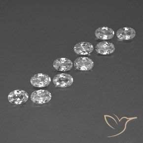 6.86 ctw White Zircon Stones, Natural Zircon in Oval Facet Shape for Sale
