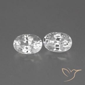 1.67 ctw White Zircon Stones, Natural Zircon in Oval Facet Shape for Sale
