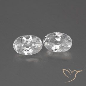 1.66 ctw White Zircon Stones, Natural Zircon in Oval Facet Shape for Sale