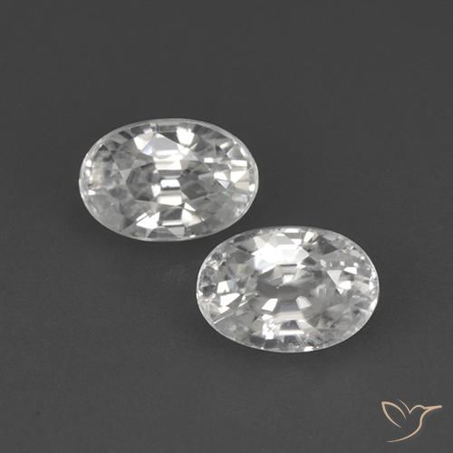 1.76 ctw White Zircon Stones, Natural Zircon in Oval Facet Shape for Sale