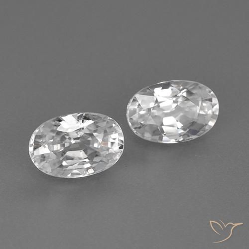 1.70 ctw White Zircon Stones, Natural Zircon in Oval Facet Shape for Sale
